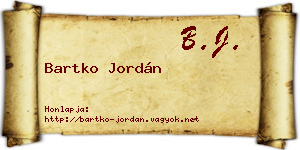 Bartko Jordán névjegykártya